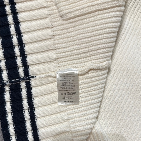 Lou & Grey Open Front Cardigan Sweater  white/Navy Sz L NWOT - Picture 11 of 12